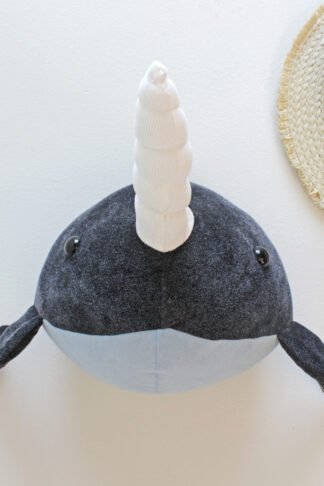 Narwhal head, PDF sewing instructiosn, Pattern and Tutorial, from beginners, wall mount, faux taxidermy trophy sewing directions, DIY child gift, baby nursery decor, kids room deco