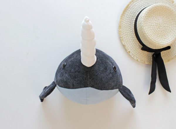 1 Narwhal head, PDF sewing instructiosn, Pattern and Tutorial, from beginners, wall mount, faux taxidermy trophy sewing directions, DIY child gift, baby nursery decor, kids room deco