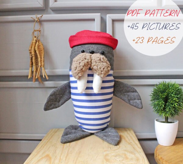 anuncio 1 Sailor Walrus soft toy,PDF Sewing directions,Pattern & Tutorial, DIY kid gift, child room decor, nautical nursery, easy to sew, e manual
