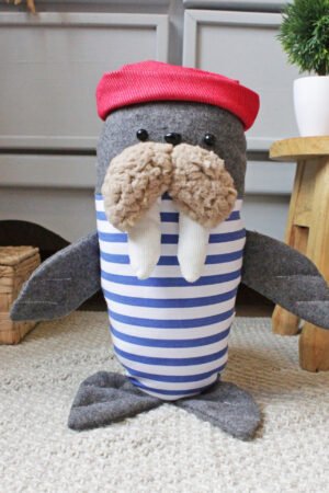 Sailor Walrus soft toy,PDF Sewing directions,Pattern & Tutorial, DIY kid gift, child room decor, nautical nursery, easy to sew, e manual
