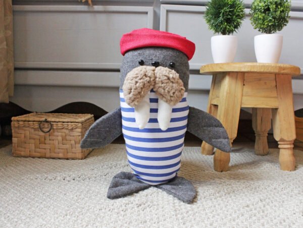 anuncio 2 Sailor Walrus soft toy,PDF Sewing directions,Pattern & Tutorial, DIY kid gift, child room decor, nautical nursery, easy to sew, e manual
