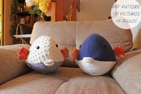 Puffer fish soft toy, PDF Sewing directions. Pattern and Tutorial, From Beginners up, DIY baby gift,child room decor, nautical nursery, stuffed plushie blowfish, digital download