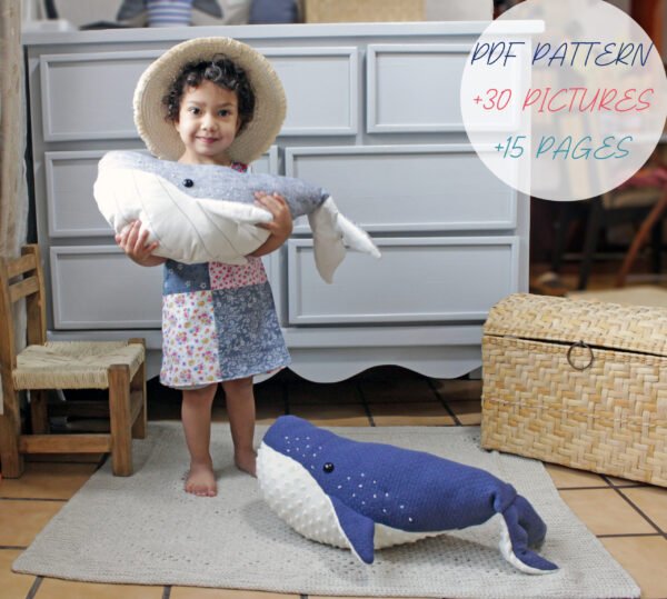anuncio 4 Whale soft toy, PDF digital manual, DIY kids gift,humpback sewing directions, From Beginners up, baby gift,child room decor,nautical nursery