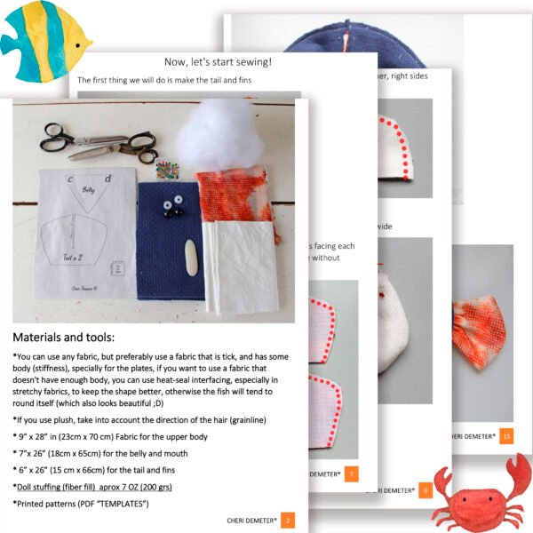 Puffer fish soft toy, PDF Sewing directions. Pattern and Tutorial, From Beginners up, DIY baby gift,child room decor, nautical nursery, stuffed plushie blowfish, digital download