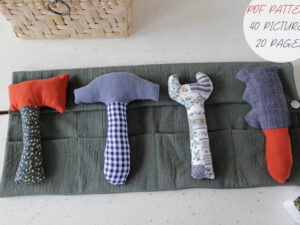 Tools set, soft toy, PDF Sewing directions,Pattern and tutorial, From Beginners up, DIY baby gift, Tutorial, tool roll, child room decor, stuffed hammer, wrench