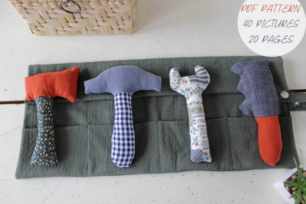 Tools set, soft toy, PDF Sewing directions,Pattern and tutorial, From Beginners up, DIY baby gift, Tutorial, tool roll, child room decor, stuffed hammer, wrench
