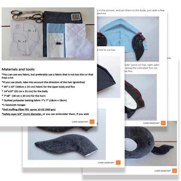 anuncio 4 Narwhal head, PDF sewing instructiosn, Pattern and Tutorial, from beginners, wall mount, faux taxidermy trophy sewing directions, DIY child gift, baby nursery decor, kids room deco