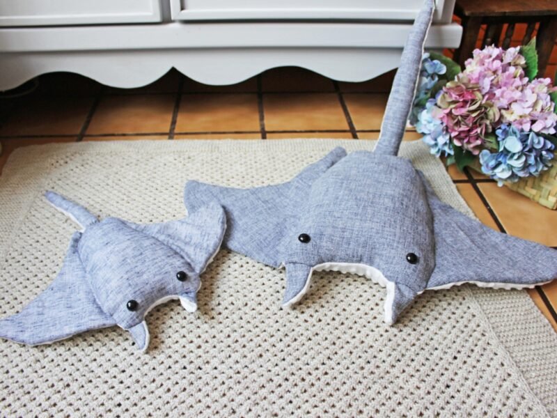 Stingray soft toy, PDF Sewing directions, 2 sizes. From Beginners up, DIY baby gift, child room decor, nautical nursery, stuffed