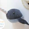 anuncio 5 Narwhal head, PDF sewing instructiosn, Pattern and Tutorial, from beginners, wall mount, faux taxidermy trophy sewing directions, DIY child gift, baby nursery decor, kids room deco