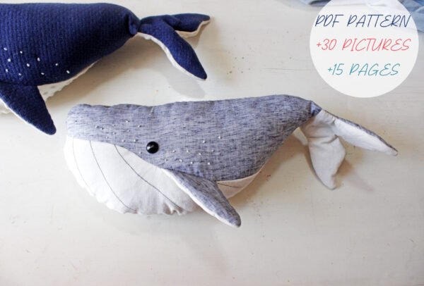 anuncio 6 Whale soft toy, PDF digital manual, DIY kids gift,humpback sewing directions, From Beginners up, baby gift,child room decor,nautical nursery
