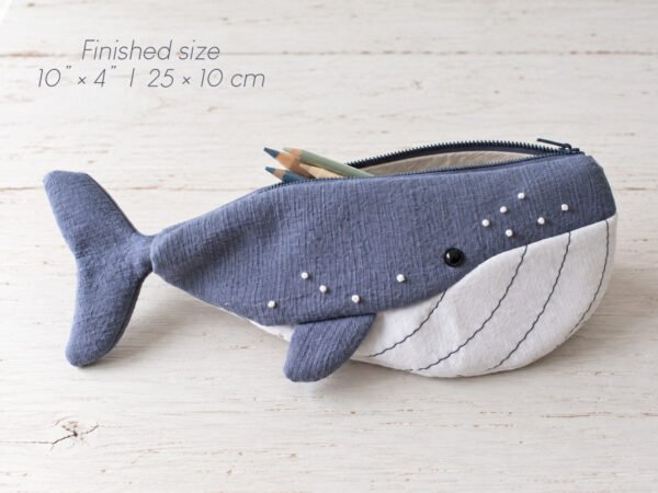 anuncio revisado 1b Whale Pencil Case Sewing Pattern PDF | Beginner Zipper Pouch Tutorial