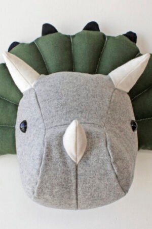 Triceratops head, Sewing directions, PDF pattern and tutorial, Wall decor,faux taxidermy trophy