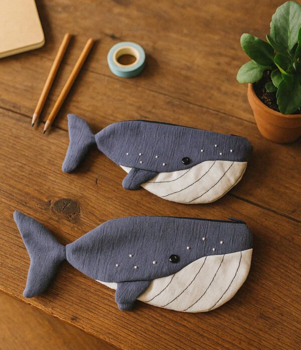 escritorio 5 Whale Pencil Case Sewing Pattern PDF | Beginner Zipper Pouch Tutorial