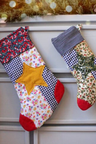 Patchwork Stocking PDF Sewing directions, 2 sizes, DIY, easy, quick to sew, rustic and beautiful Christmas decoration, digital manual