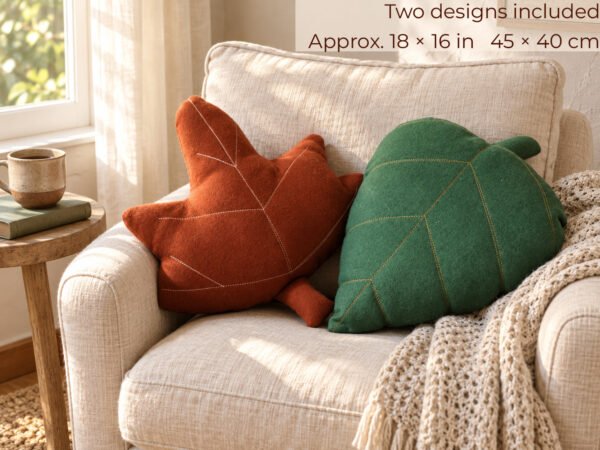 anuncio revisado 2 Leaf Pillow PDF Sewing Pattern – Set of 2 Throw Cushions, Easy DIY Tutorial for Beginners, Woodland Nursery & Kids Room Decor