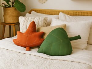 Leaf Pillow PDF Sewing Pattern – Set of 2 Throw Cushions, Easy DIY Tutorial for Beginners, Woodland Nursery & Kids Room Decor