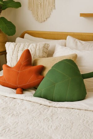 Leaf Pillow PDF Sewing Pattern – Set of 2 Throw Cushions, Easy DIY Tutorial for Beginners, Woodland Nursery & Kids Room Decor