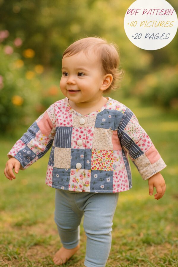 Make the Sweetest Reversible Baby Jacket, Sewing Pattern PDF + Step-by-Step Photo Tutorial, Fun to Make, 10 Sizes: New Born to 5 yr