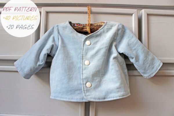 Make the Sweetest Reversible Baby Jacket, Sewing Pattern PDF + Step-by-Step Photo Tutorial, Fun to Make, 10 Sizes: New Born to 5 yr