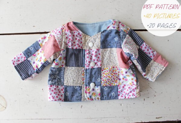 Make the Sweetest Reversible Baby Jacket, Sewing Pattern PDF + Step-by-Step Photo Tutorial, Fun to Make, 10 Sizes: New Born to 5 yr