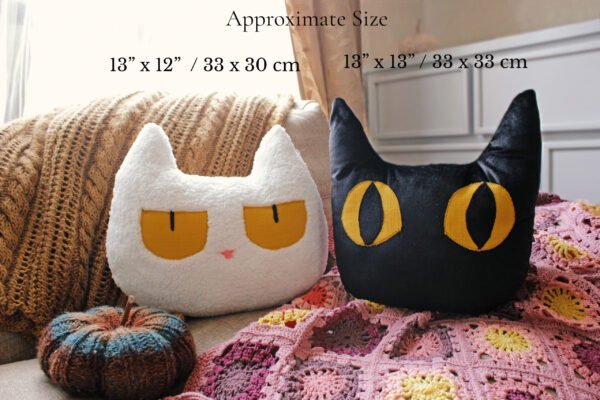 Black & White Cat Pillow Sewing Pattern | Halloween Cushion PDF