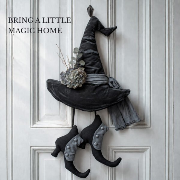 Witch Hat and Shoes Sewing Pattern PDF, Halloween Door Hanger, Primitive Witch Decor