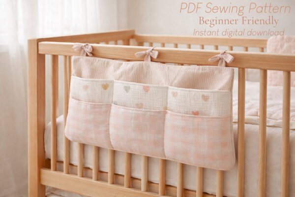 Crib Organizer Sewing Pattern | 2 Sizes Nursery Pocket Caddy PDF