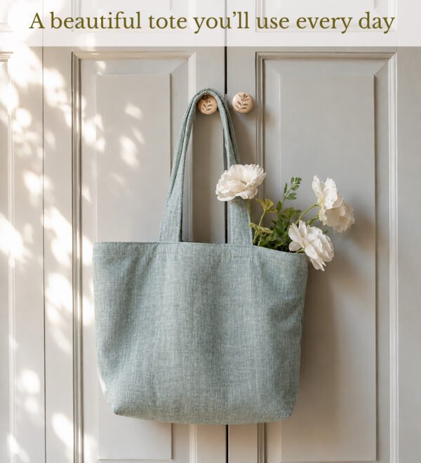 Tote Bag Sewing Pattern PDF, Beginner-Friendly Lined Tote with Pockets, 2 Sizes