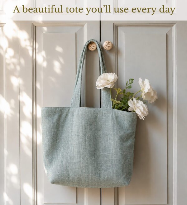 Tote Bag Sewing Pattern PDF, Beginner-Friendly Lined Tote with Pockets, 2 Sizes