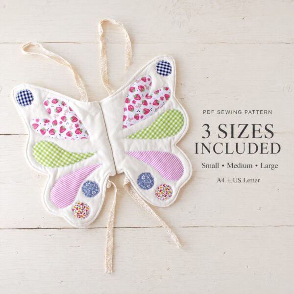 Butterfly Wings Sewing Pattern PDF, Kids Dress-Up Costume, Appliqué Wings, 3 Sizes