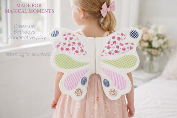 Butterfly Wings Sewing Pattern PDF, Kids Dress-Up Costume, Appliqué Wings, 3 Sizes