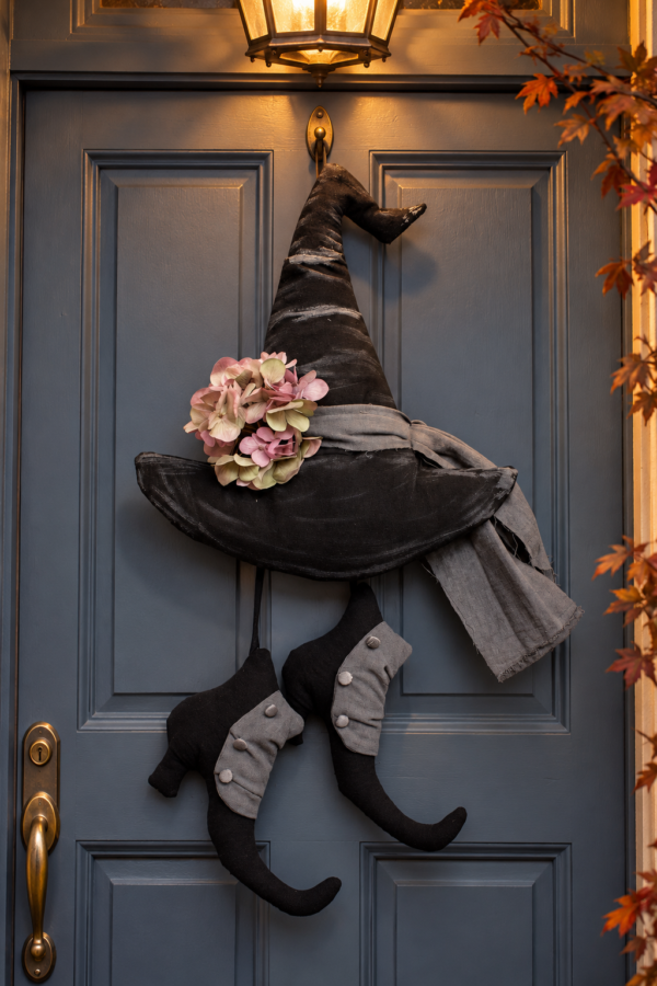 Witch Hat and Shoes Sewing Pattern PDF, Halloween Door Hanger, Primitive Witch Decor