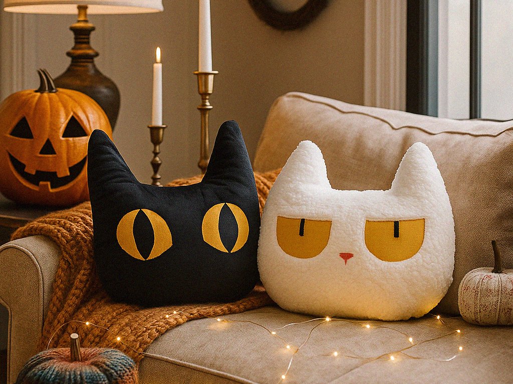Ghost Pillow PDF Sewing Patterns – Set of 2 Unique Halloween Cushions, Easy & Quick DIY Tutorial for Beginners, Spooky Home Decor