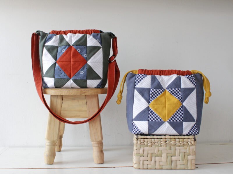 Patchwork Star Bag Sewing Pattern PDF, Drawstring Crossbody & Pouch, 2 Versions