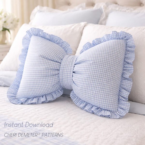 Bow Pillow Sewing Pattern PDF | Ruffle Cushion | 2 Sizes + Removable Cover