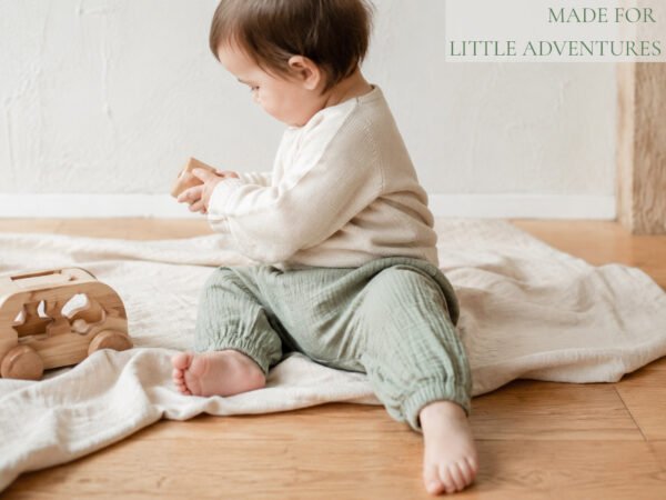 Baby Pants Sewing Pattern PDF, Easy Elastic Waist Pants, 6 Sizes 9 Months to 5 Years, Beginner Toddler Tutorial