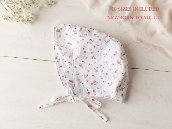 Bonnet Sewing Pattern PDF, 10 Sizes Newborn to Adult L, Lined Tie Hat, Baby & Family Matching Tutorial