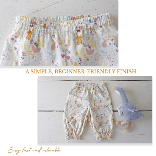 Baby Pants Sewing Pattern PDF, Easy Elastic Waist Pants, 6 Sizes 9 Months to 5 Years, Beginner Toddler Tutorial