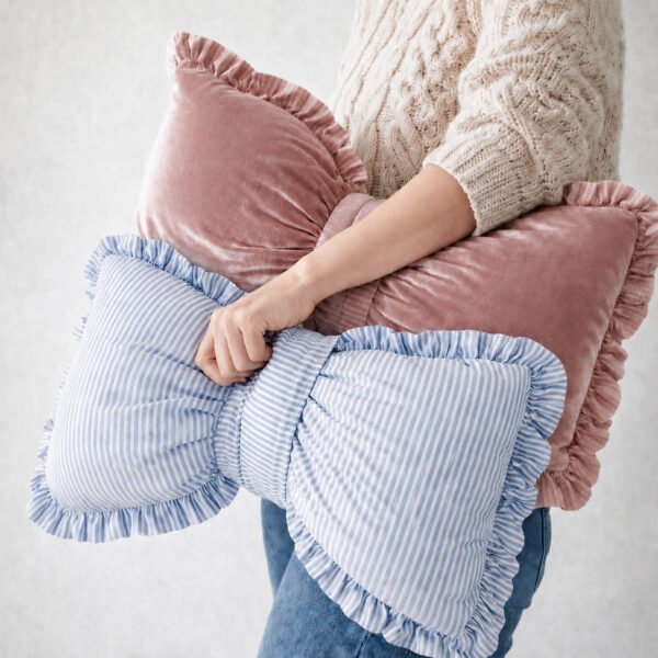 Bow Pillow Sewing Pattern PDF | Ruffle Cushion | 2 Sizes + Removable Cover