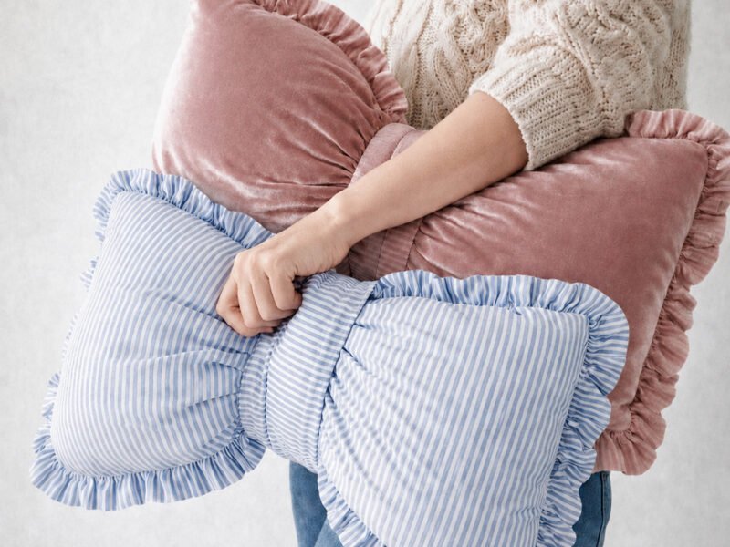 Bow Pillow Sewing Pattern PDF | Ruffle Cushion | 2 Sizes + Removable Cover
