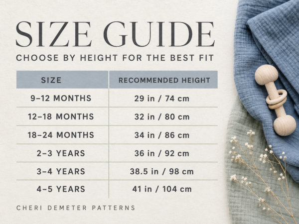 Baby Pants Sewing Pattern PDF, Easy Elastic Waist Pants, 6 Sizes 9 Months to 5 Years, Beginner Toddler Tutorial