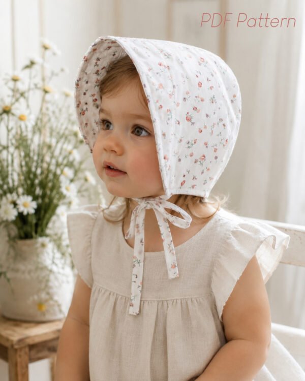Bonnet Sewing Pattern PDF, 10 Sizes Newborn to Adult L, Lined Tie Hat, Baby & Family Matching Tutorial