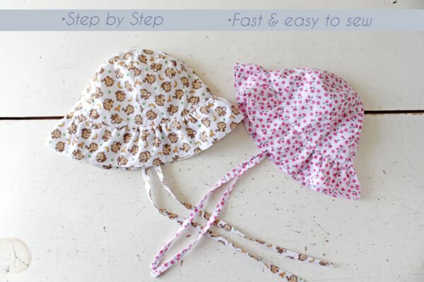 Family Sun Hat Sewing Pattern PDF, Matching Baby Kids & Adult Hats, 9 Sizes, Gathered Brim Beach Hat