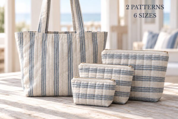 Tote Bag & Toiletry Bag Sewing Pattern Bundle PDF | 6 Sizes