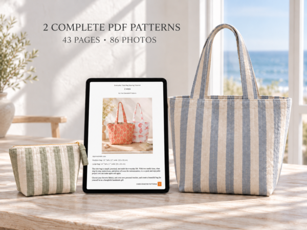 Tote Bag & Toiletry Bag Sewing Pattern Bundle PDF | 6 Sizes
