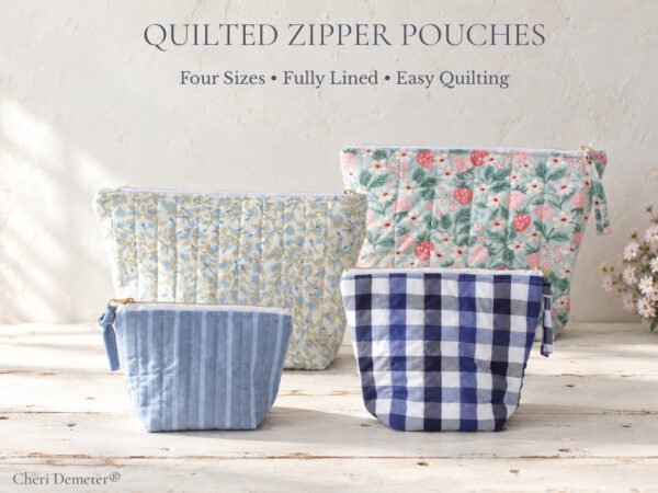 Quilted Toiletry Bag Sewing Pattern PDF | 4 Zipper Pouch Sizes