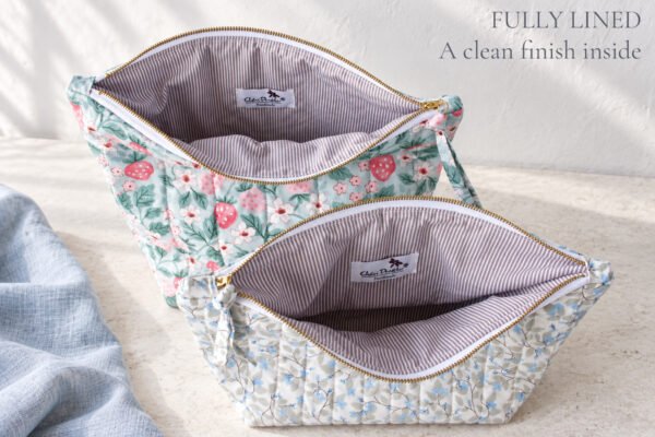 Quilted Toiletry Bag Sewing Pattern PDF | 4 Zipper Pouch Sizes