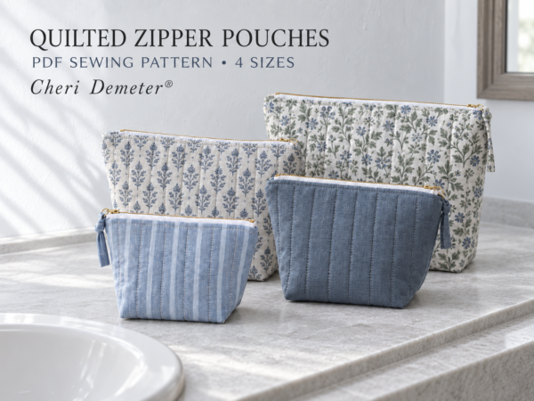 Quilted Toiletry Bag Sewing Pattern PDF | 4 Zipper Pouch Sizes