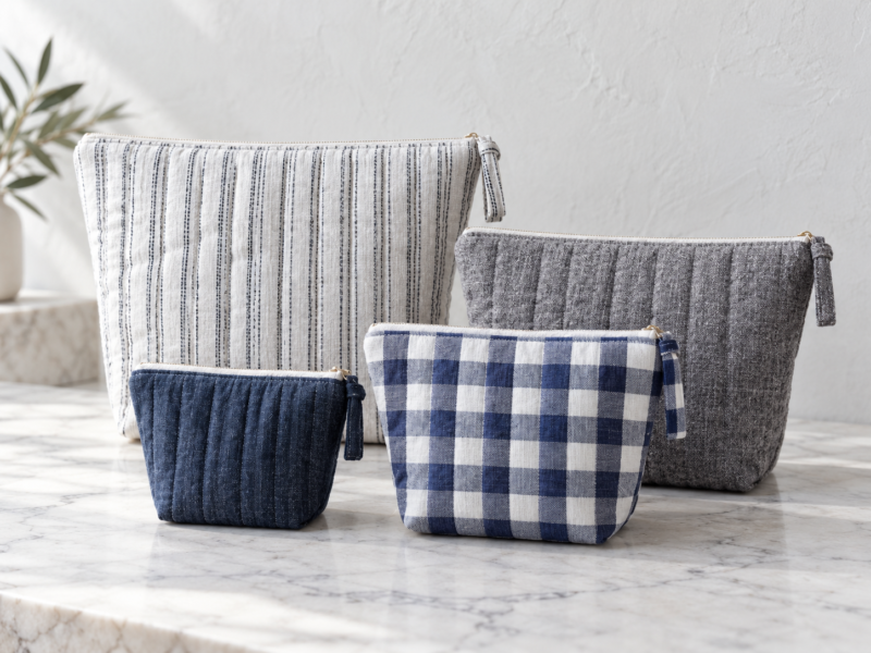 Quilted Toiletry Bag Sewing Pattern PDF | 4 Zipper Pouch Sizes