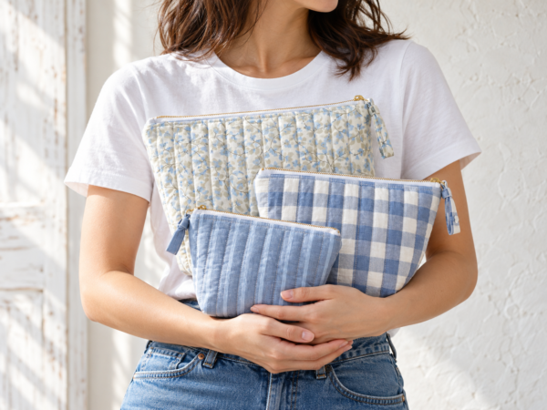 Quilted Toiletry Bag Sewing Pattern PDF | 4 Zipper Pouch Sizes